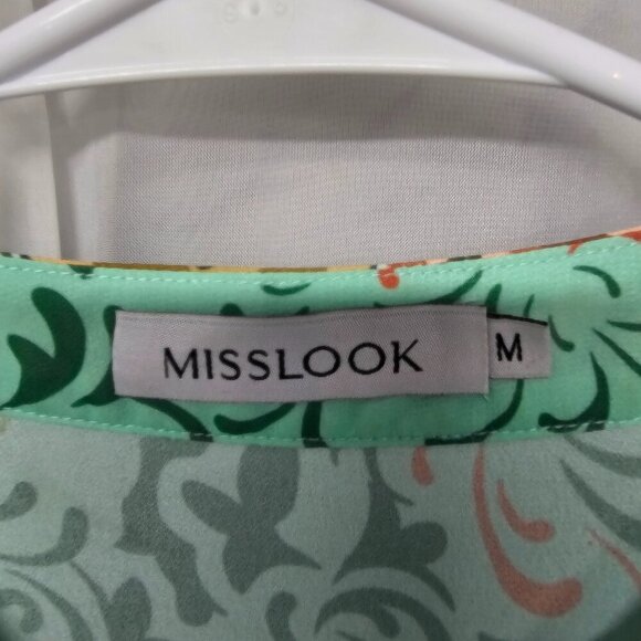 Misslook Blouse Boho Festival Green Floral Cottage Retro Hippie M - Picture 9 of 12